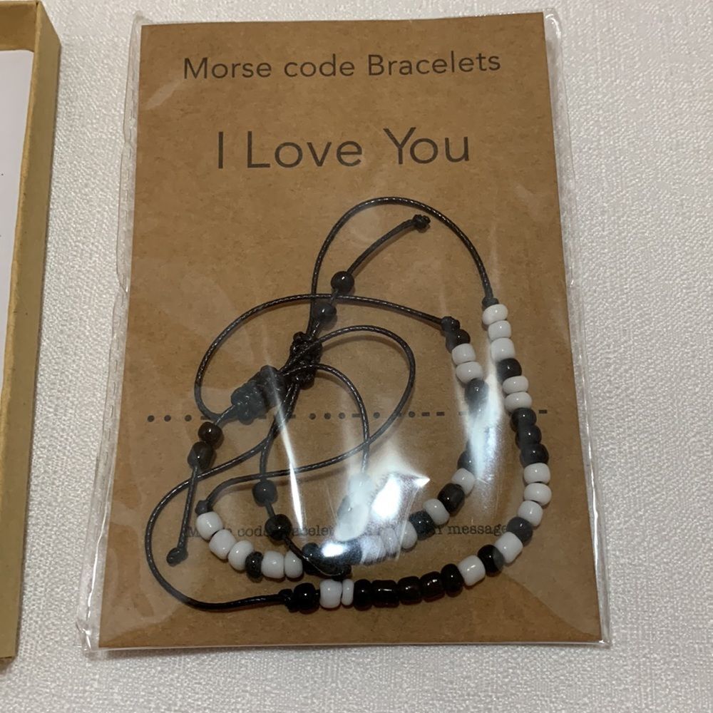 Couples adjustable bracelets.  Morse code bracelets